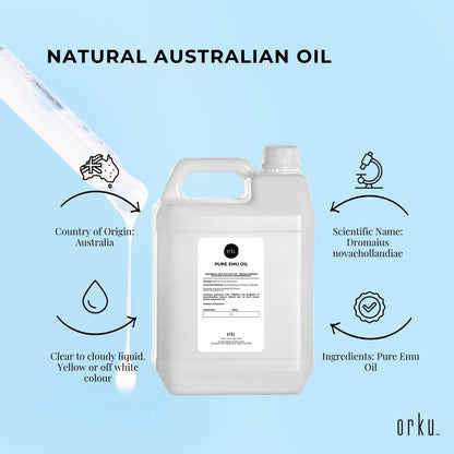 Orku 5L Pure Emu Oil - Natural Undiluted Australian Dromaius Novaehollandiae V238-SUPDZ-40881380294736