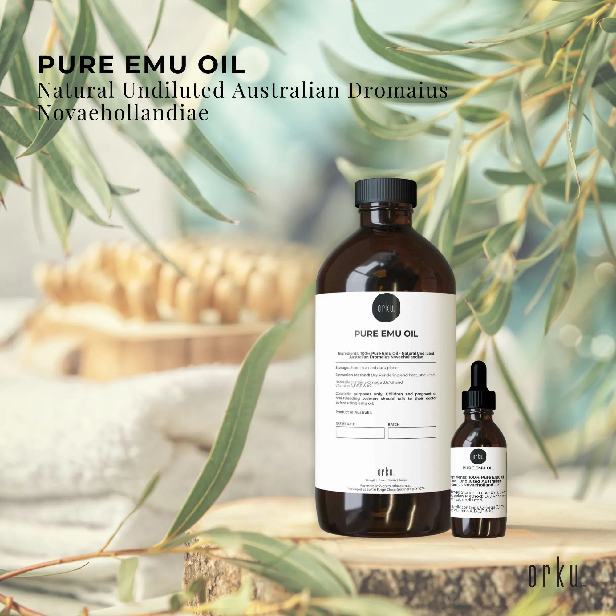 Orku 500ml Pure Emu Oil + Bonus 25ml Bottle - Australian Dromaius Novaehollandiae V238-SUPDZ-40895332253776