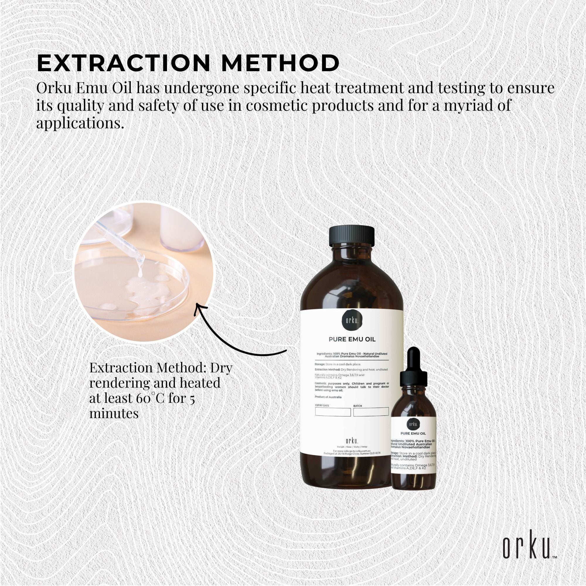 Orku 500ml Pure Emu Oil + Bonus 25ml Bottle - Australian Dromaius Novaehollandiae V238-SUPDZ-40895332253776