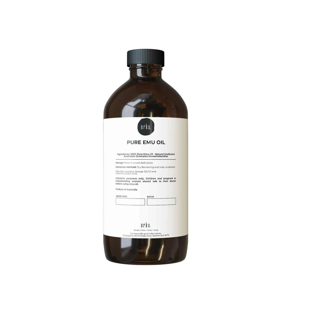Orku 500ml Pure Emu Oil + Bonus 25ml Bottle - Australian Dromaius Novaehollandiae V238-SUPDZ-40895332253776