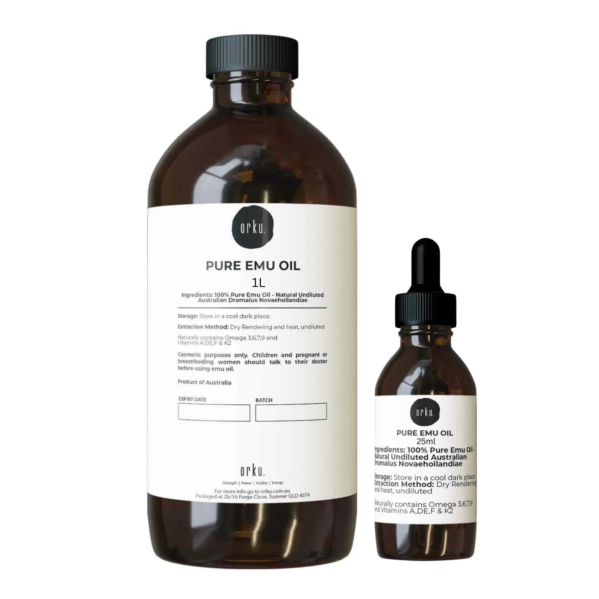 Orku 1L Pure Emu Oil + Bonus 25ml Bottle - Australian Dromaius Novaehollandiae V238-SUPDZ-40895335268432