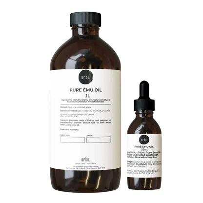 Orku 1L Pure Emu Oil + Bonus 25ml Bottle - Australian Dromaius Novaehollandiae V238-SUPDZ-40895335268432