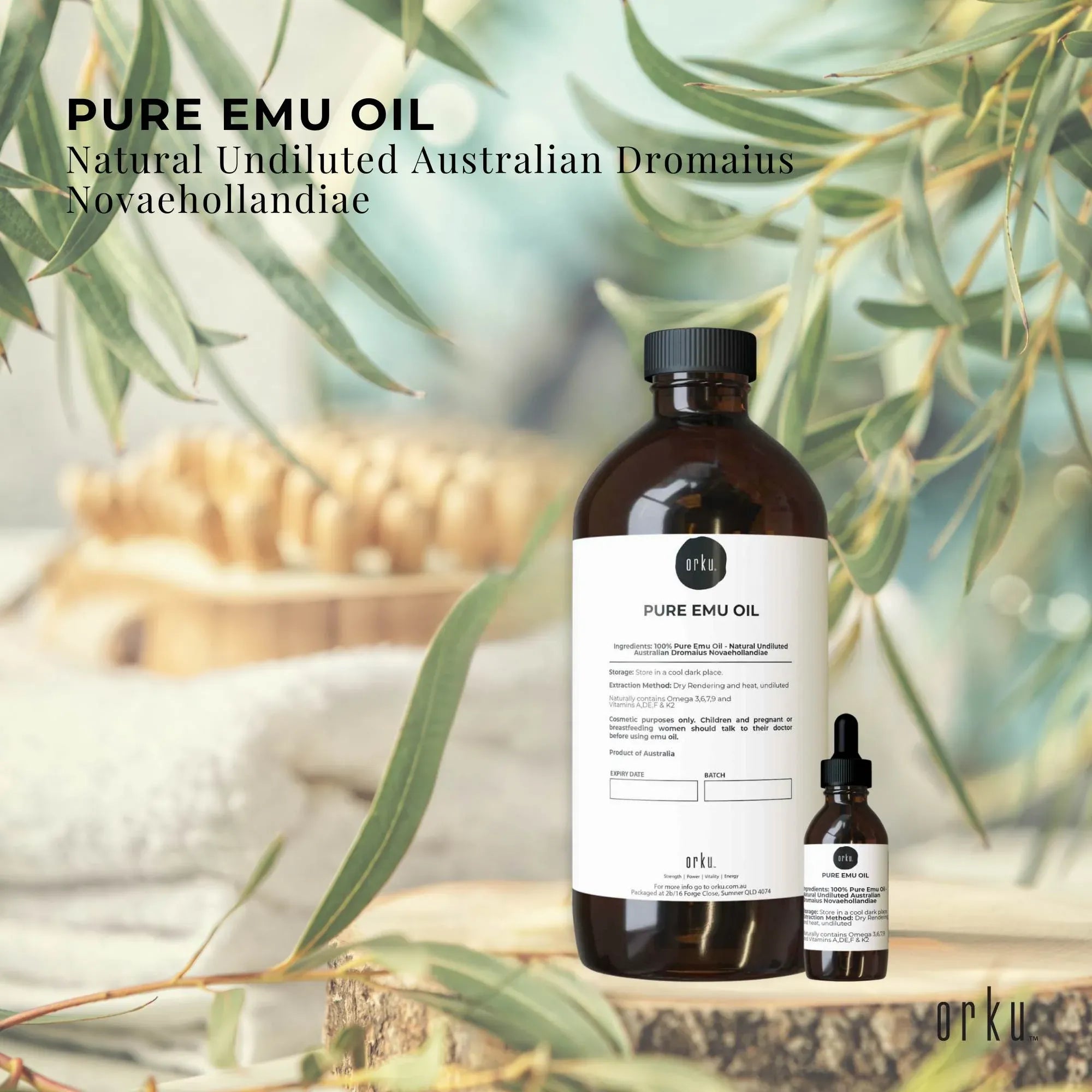 Orku 1L Pure Emu Oil + Bonus 25ml Bottle - Australian Dromaius Novaehollandiae V238-SUPDZ-40895335268432