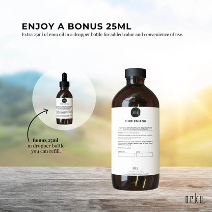Orku 1L Pure Emu Oil + Bonus 25ml Bottle - Australian Dromaius Novaehollandiae V238-SUPDZ-40895335268432