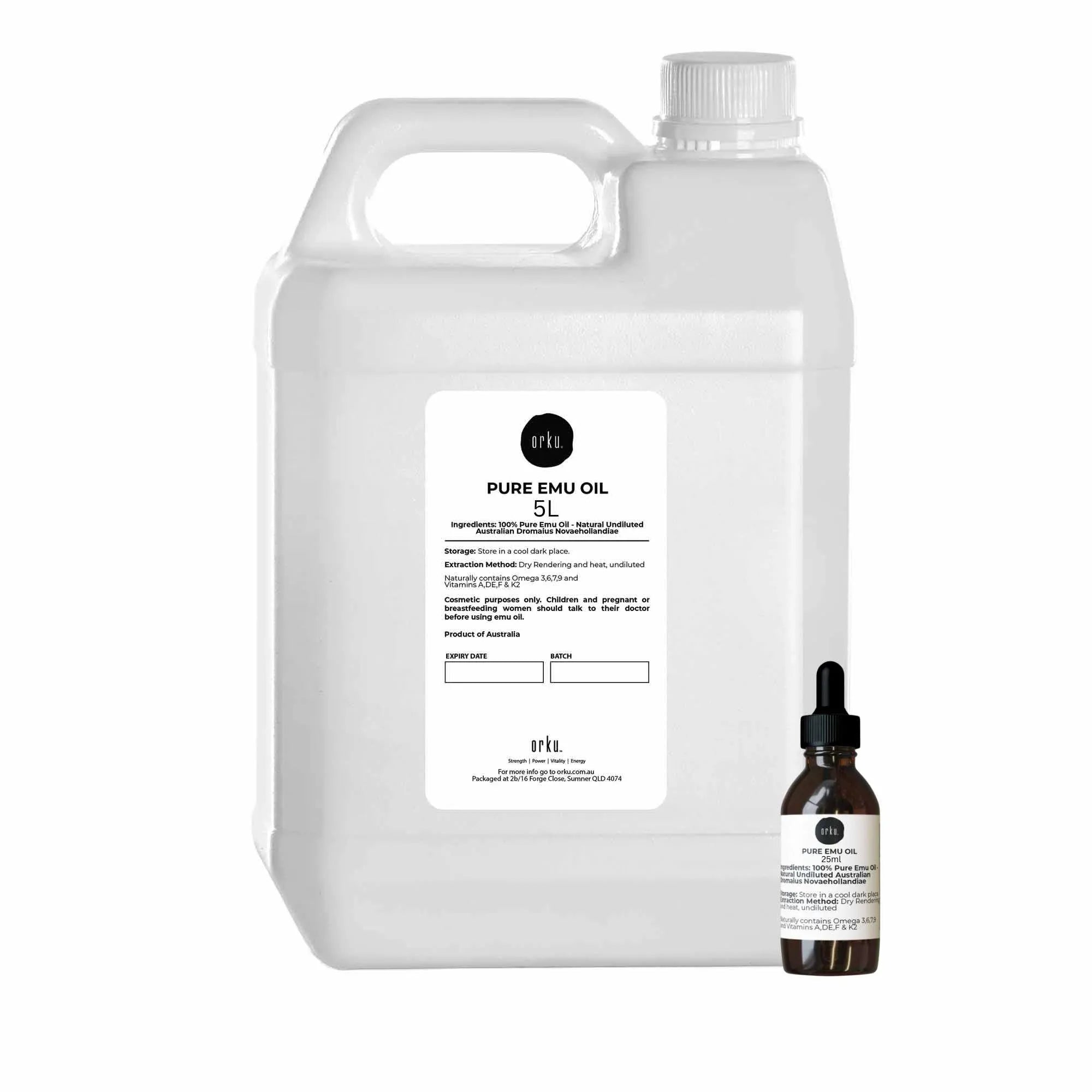Orku 5L Pure Emu Oil + Bonus 25ml Bottle - Australian Dromaius Novaehollandiae V238-SUPDZ-40895336480848