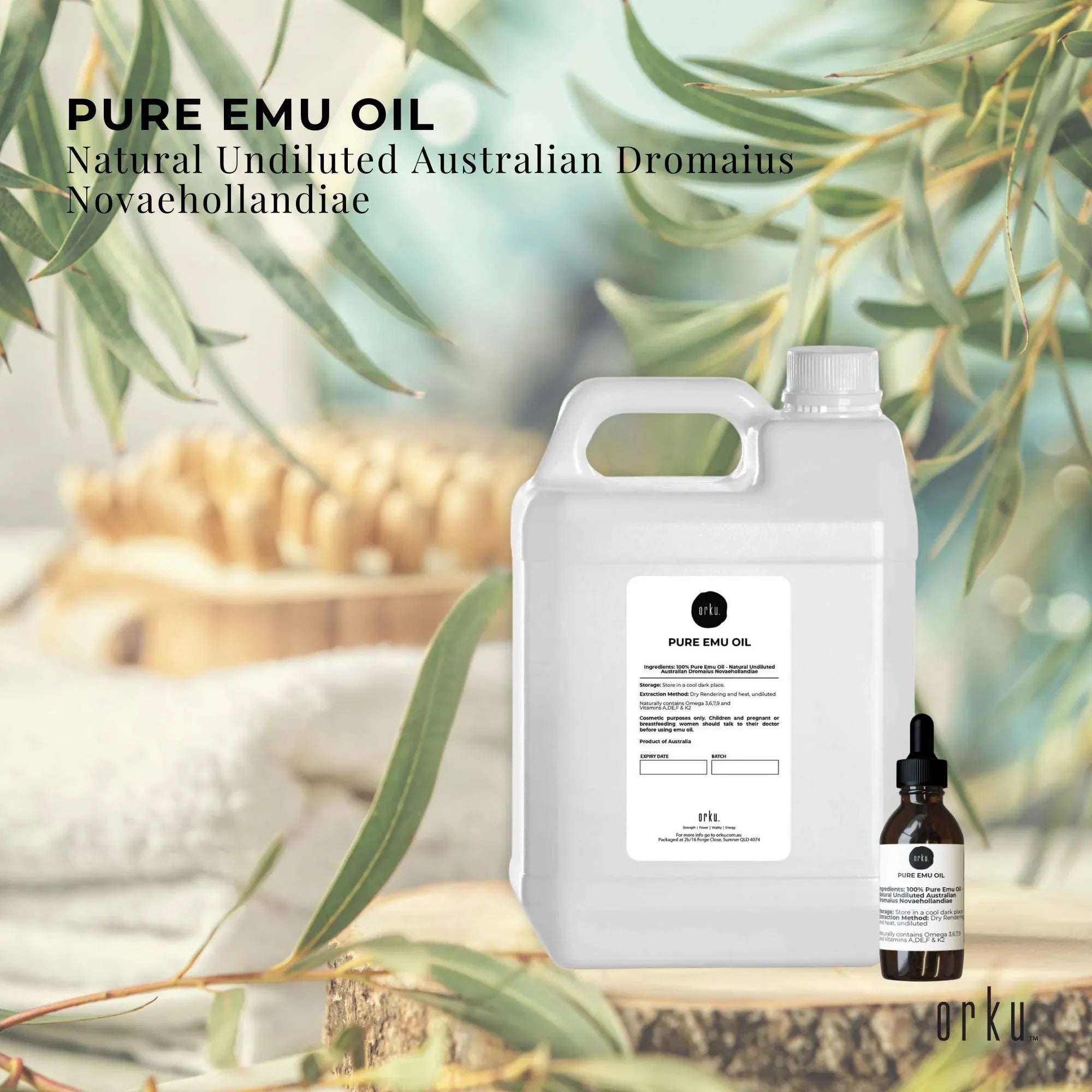 Orku 5L Pure Emu Oil + Bonus 25ml Bottle - Australian Dromaius Novaehollandiae V238-SUPDZ-40895336480848
