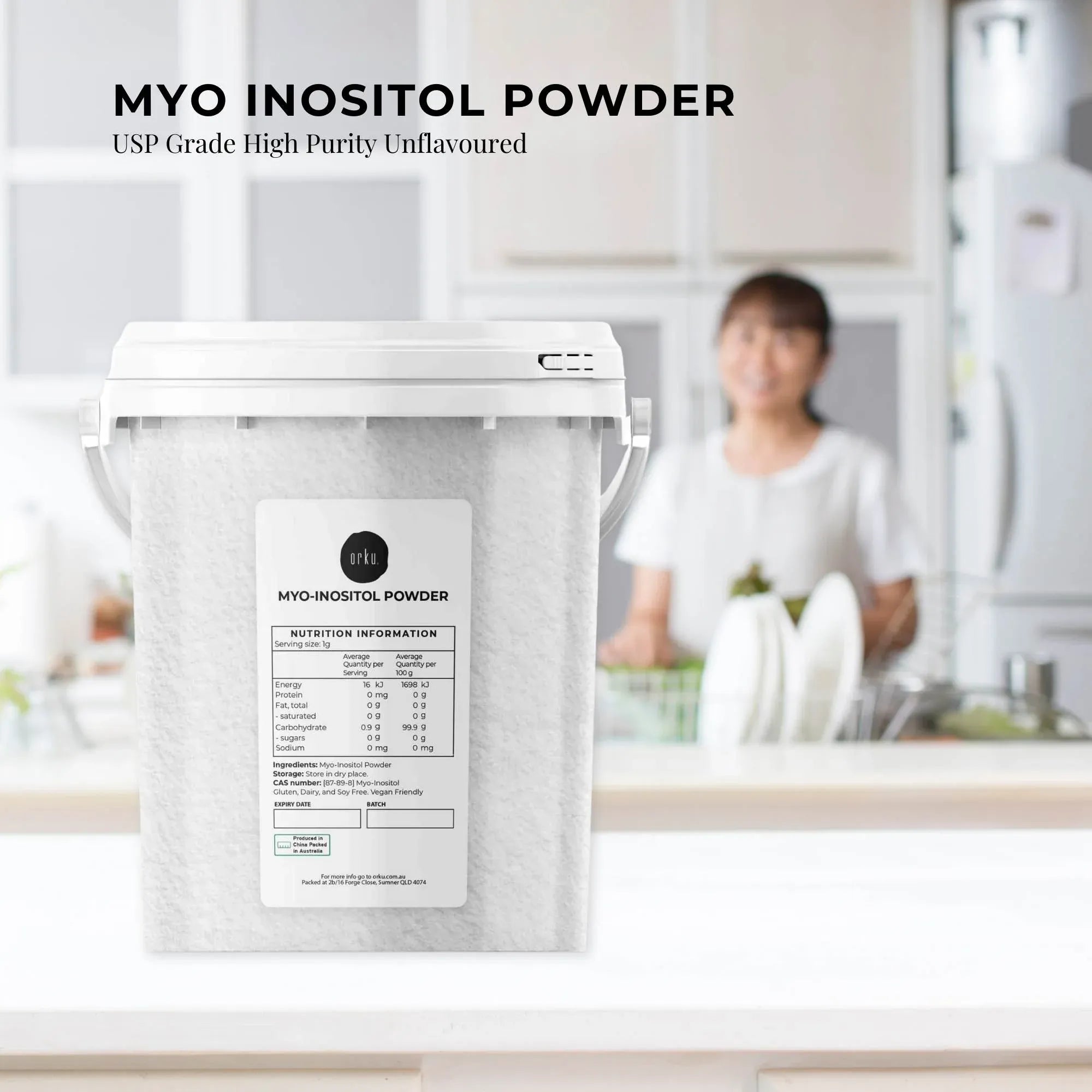 Orku 800g Myo Inositol Powder Tub - USP Grade High Purity Unflavoured V238-SUPDZ-40896532938832