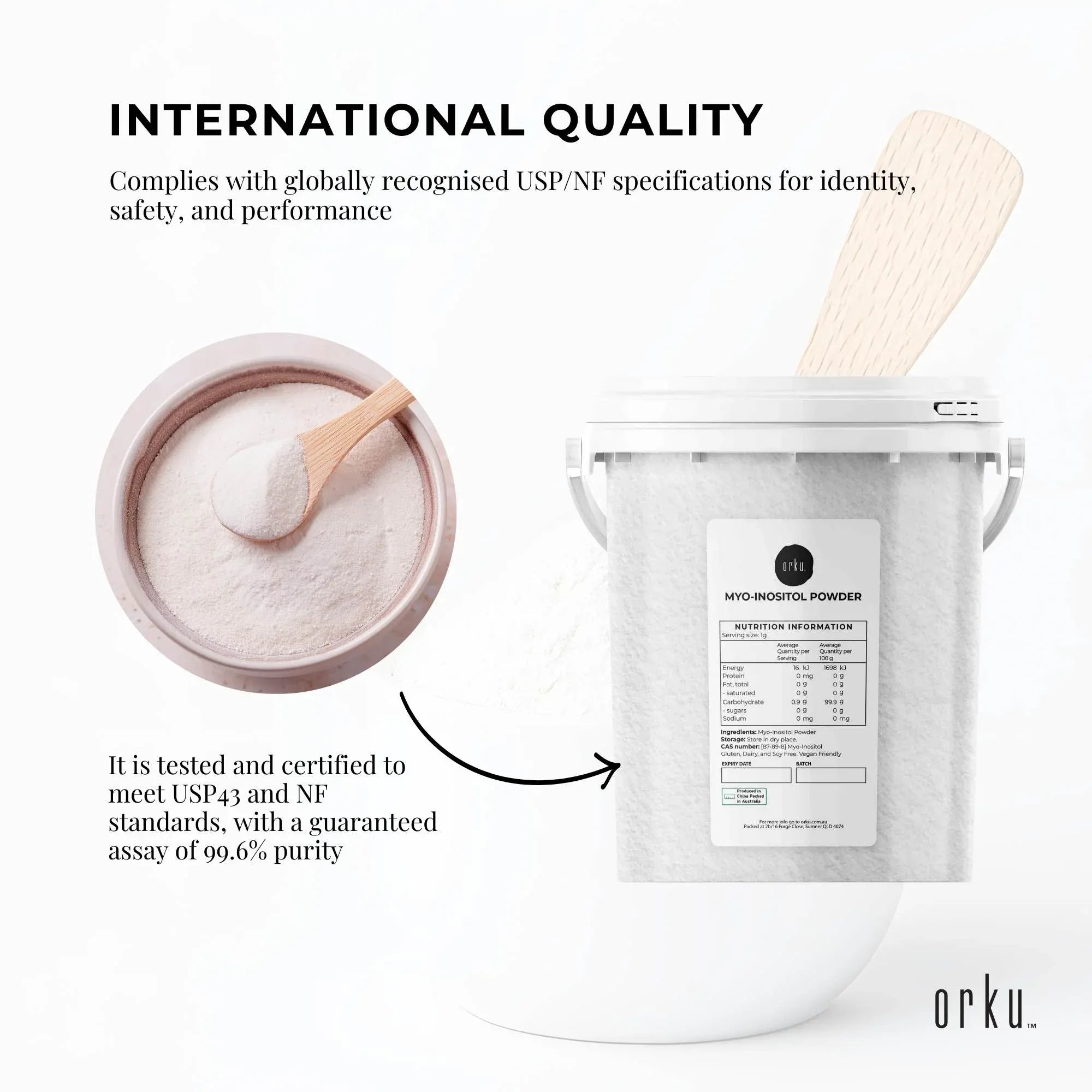 Orku 800g Myo Inositol Powder Tub - USP Grade High Purity Unflavoured V238-SUPDZ-40896532938832