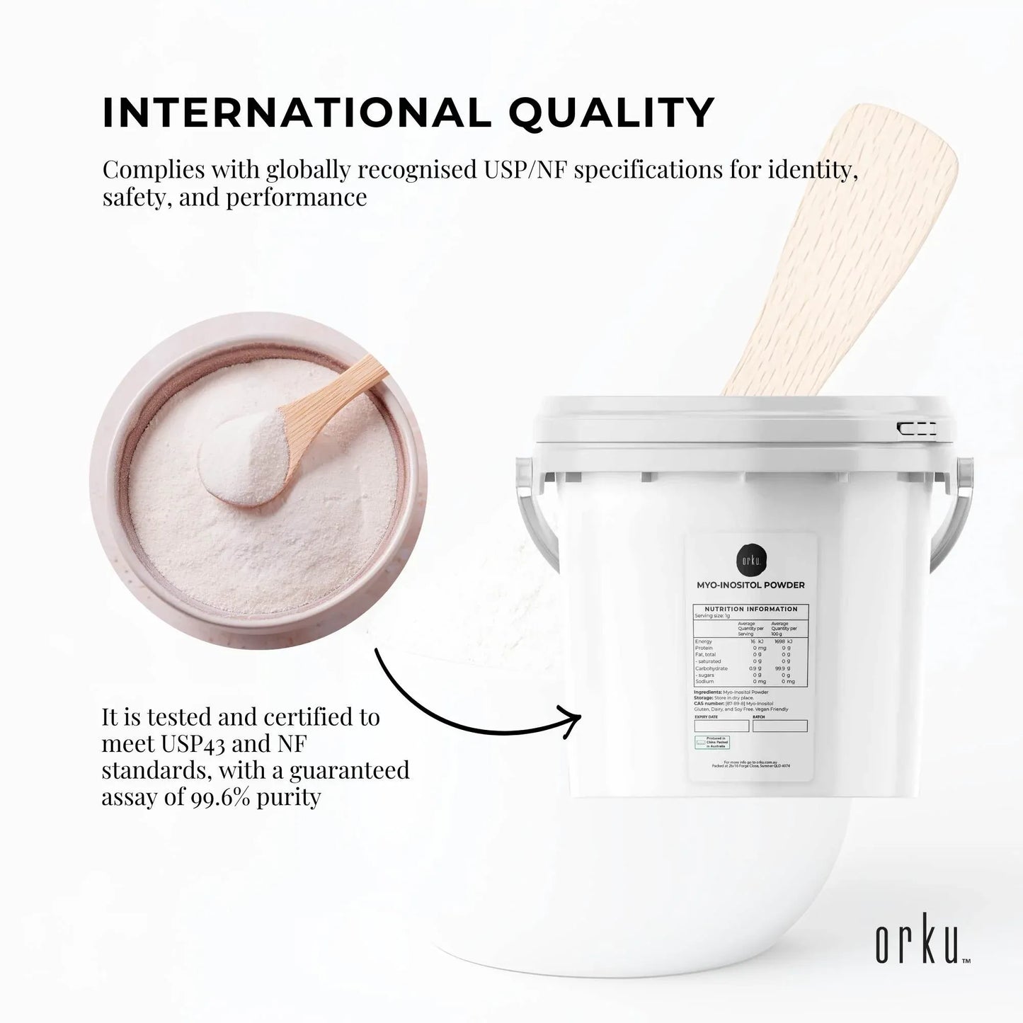 Orku 3.5Kg Myo Inositol Powder Tub - USP Grade High Purity Unflavoured V238-SUPDZ-40896537067600