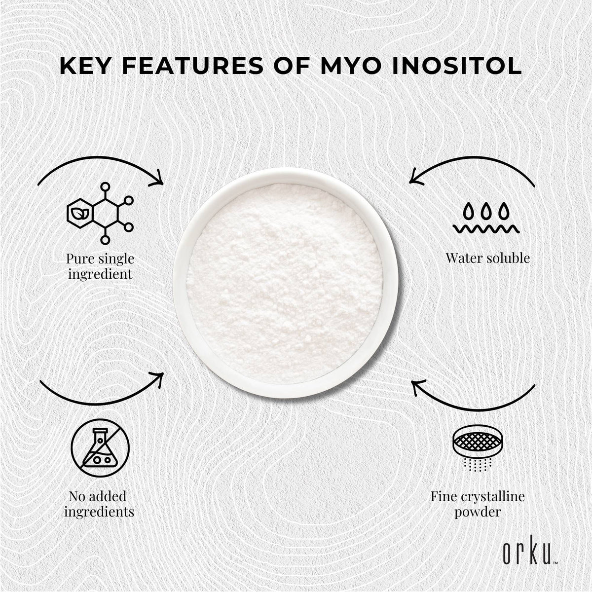 Orku 3.5Kg Myo Inositol Powder Tub - USP Grade High Purity Unflavoured V238-SUPDZ-40896537067600