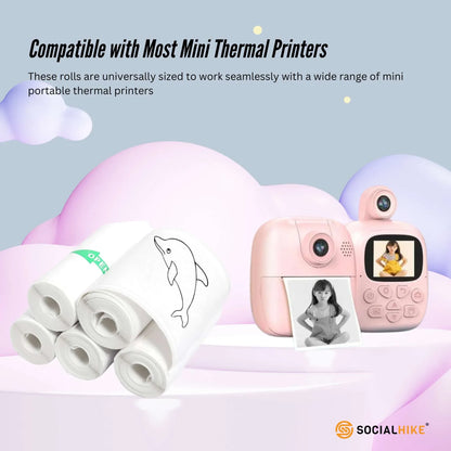 Social Hike 5 Pack Thermal Paper Camera Rolls Sticker - Instant Print Refill V238-SUPDZ-40897381236816