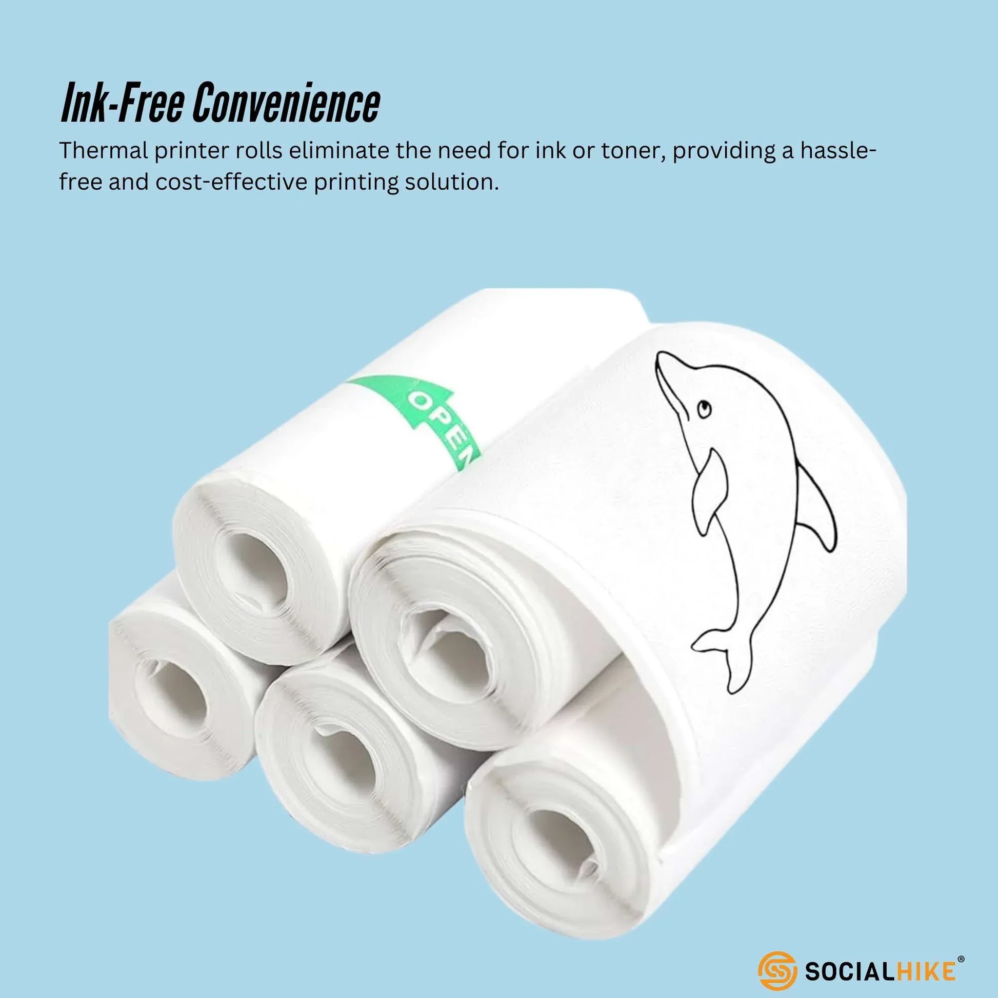 Social Hike 5 Pack Thermal Paper Camera Rolls Sticker - Instant Print Refill V238-SUPDZ-40897381236816