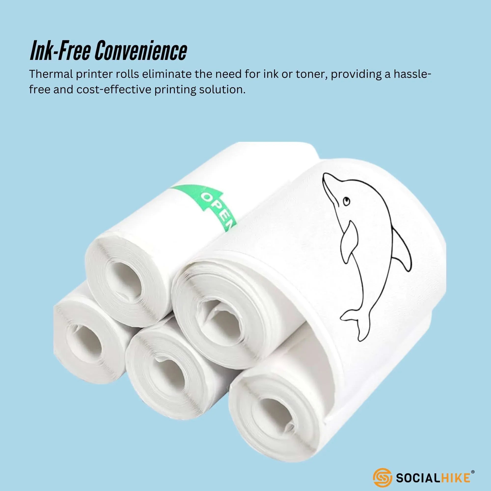 Social Hike 5 Pack Thermal Paper Camera Rolls Sticker - Instant Print Refill V238-SUPDZ-40897381236816