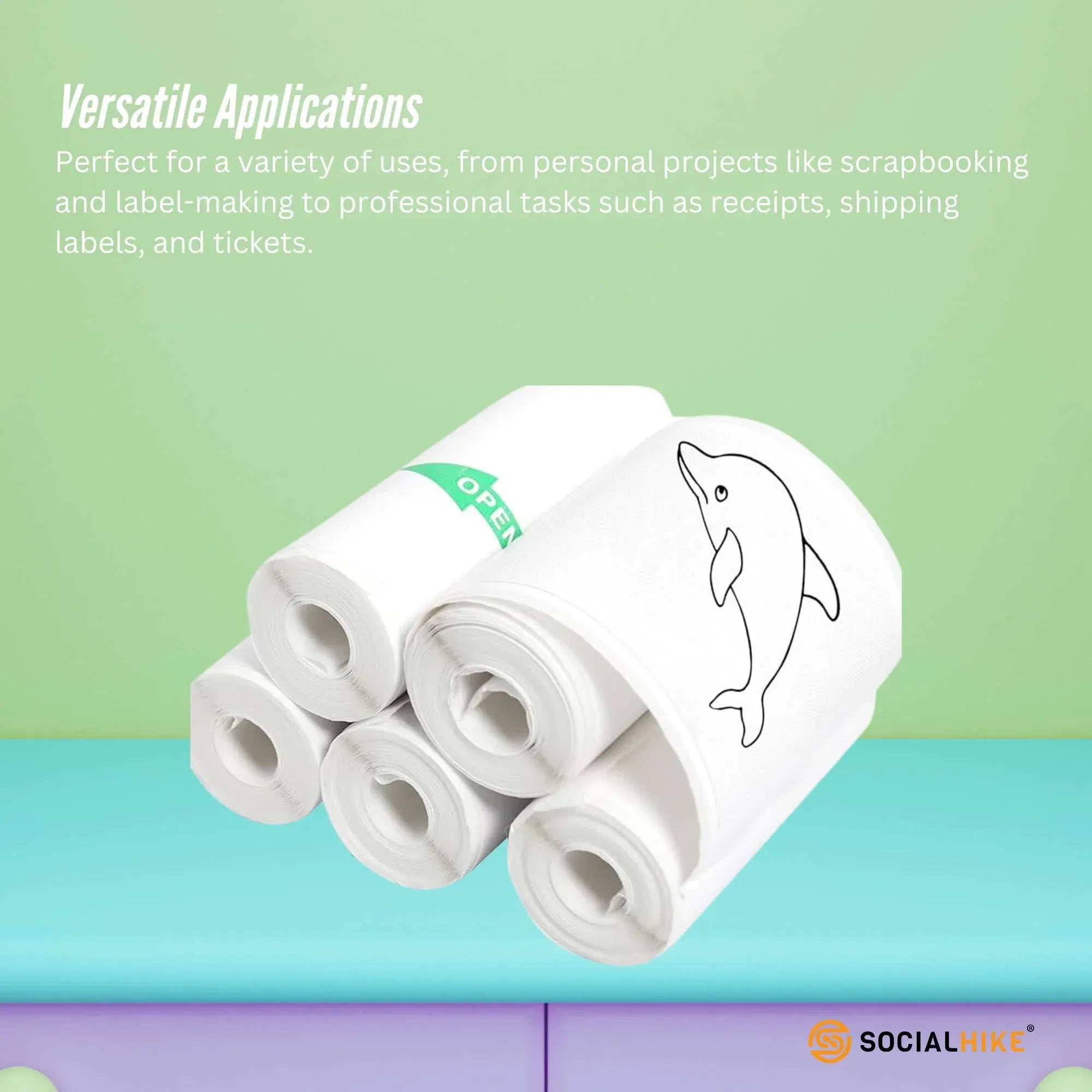 Social Hike 5 Pack Thermal Paper Camera Rolls Sticker - Instant Print Refill V238-SUPDZ-40897381236816