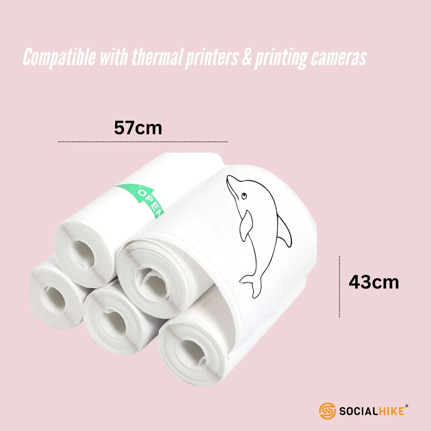 Social Hike 5 Pack Thermal Paper Camera Rolls Sticker - Instant Print Refill V238-SUPDZ-40897381236816
