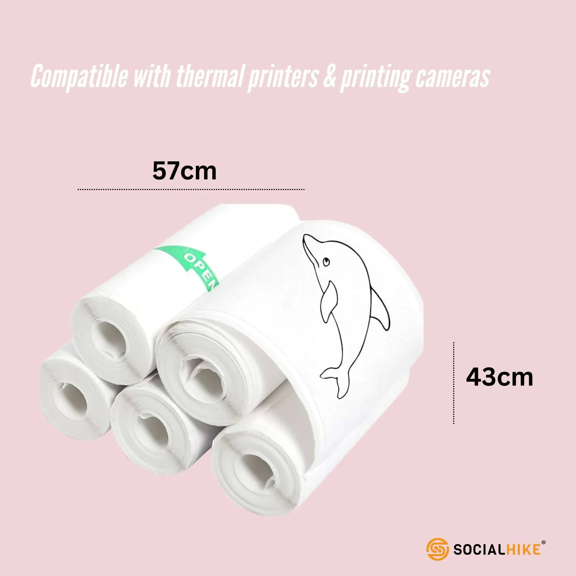 Social Hike 5 Pack Thermal Paper Camera Rolls Sticker - Instant Print Refill V238-SUPDZ-40897381236816