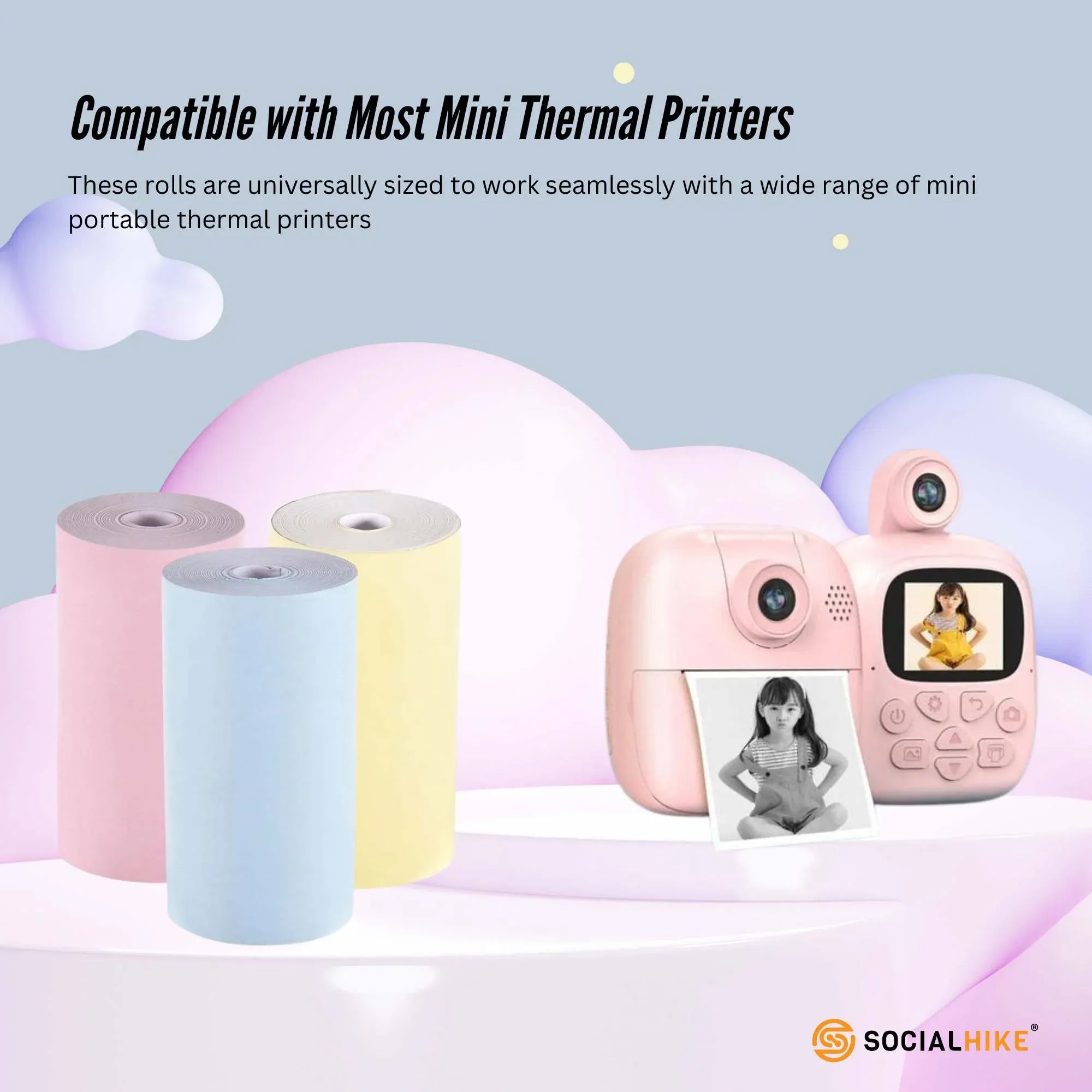 Social Hike 3 Pack Thermal Paper Camera Rolls Colour - Instant Print Refill V238-SUPDZ-40898182316112