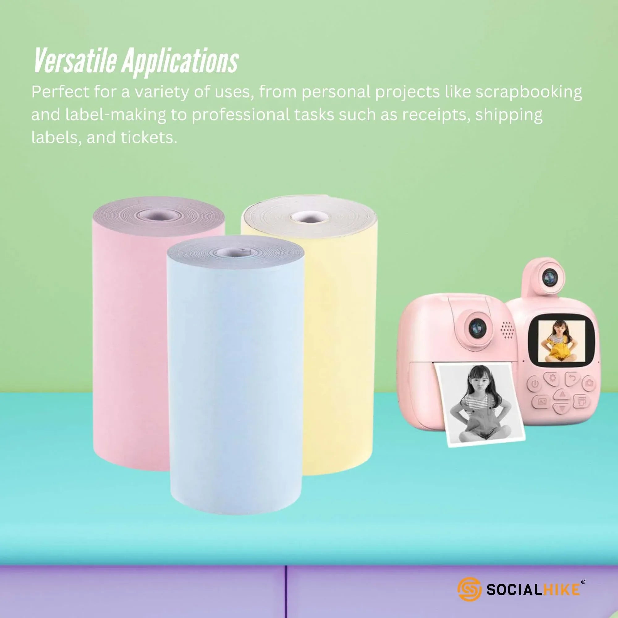 Social Hike 3 Pack Thermal Paper Camera Rolls Colour - Instant Print Refill V238-SUPDZ-40898182316112