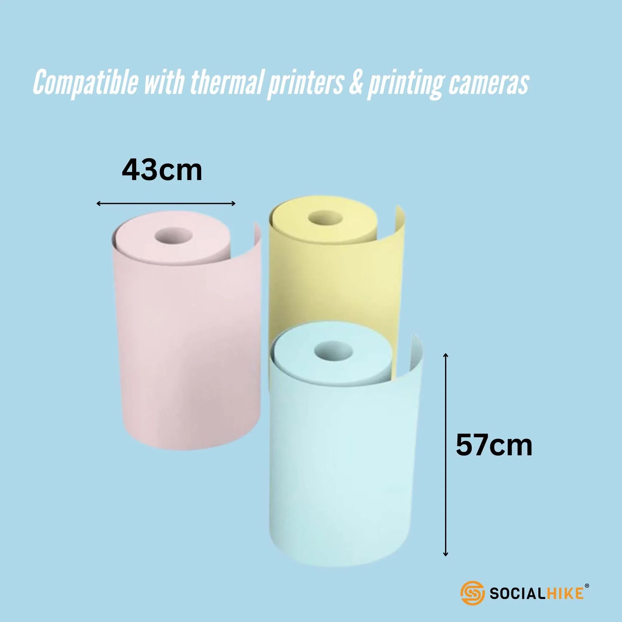 Social Hike 3 Pack Thermal Paper Camera Rolls Colour - Instant Print Refill V238-SUPDZ-40898182316112
