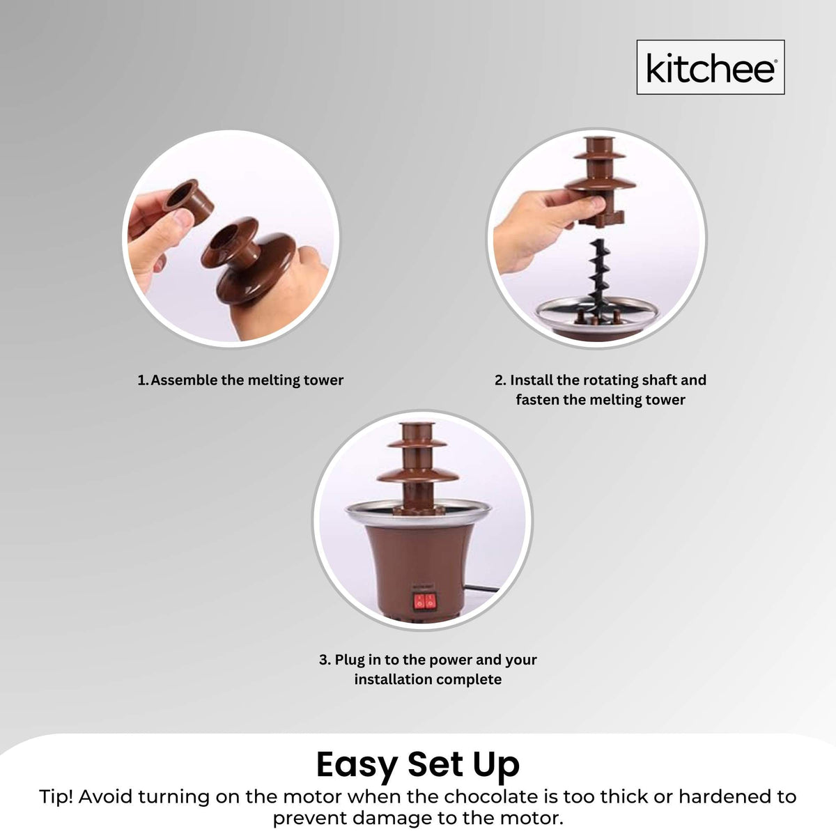 Kitchee 3 Tier Mini Chocolate Fountain Fondue Electric Machine V238-SUPDZ-40902141542480
