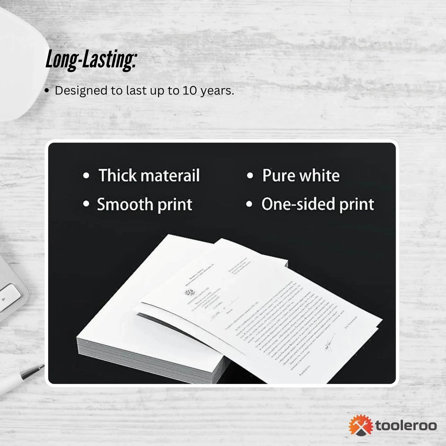 Tooleroo 100x Sheets A4 Thermal Printer Paper White - BPA Free V238-SUPDZ-40903145390160