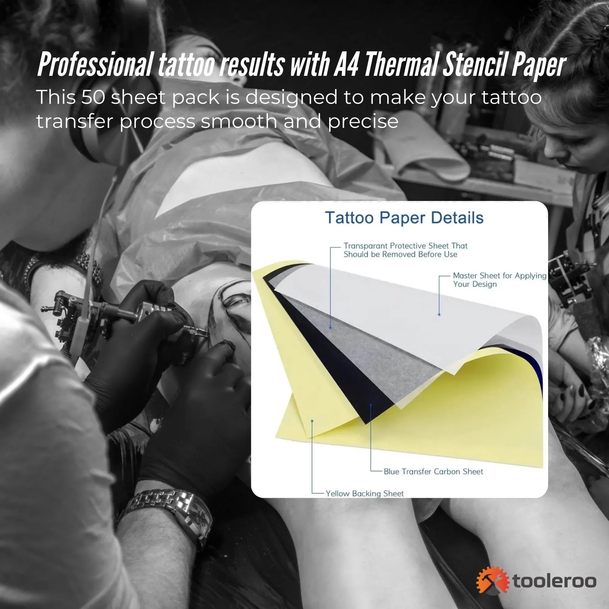 Tooleroo 50x Sheets A4 Tattoo Thermal Paper - for Professional Stencil Transfer V238-SUPDZ-40903187169360