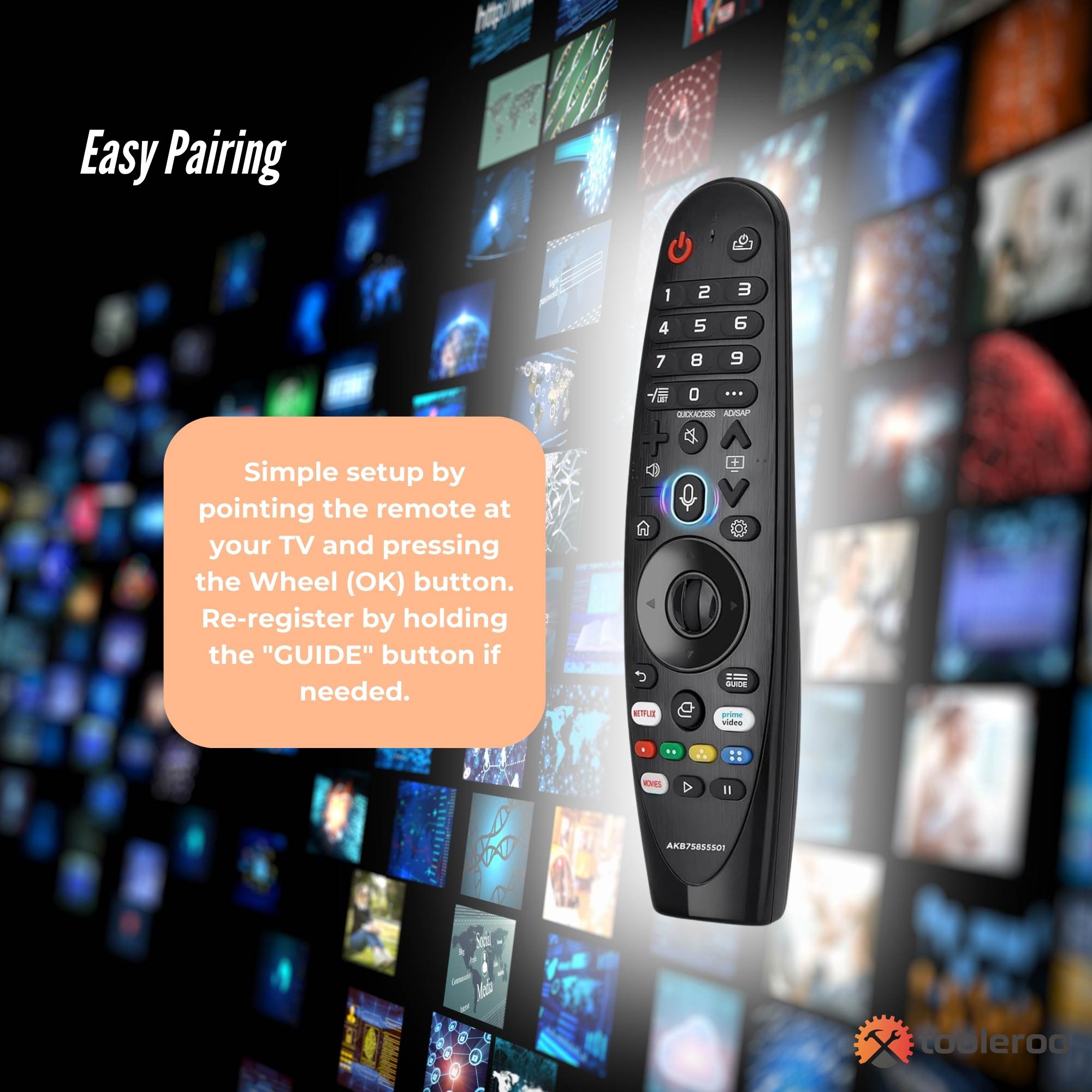 Tooleroo Smart TV Remote Control Replacement for LG Voice Magic 20GA 19BA 18BA V238-SUPDZ-40903245070416