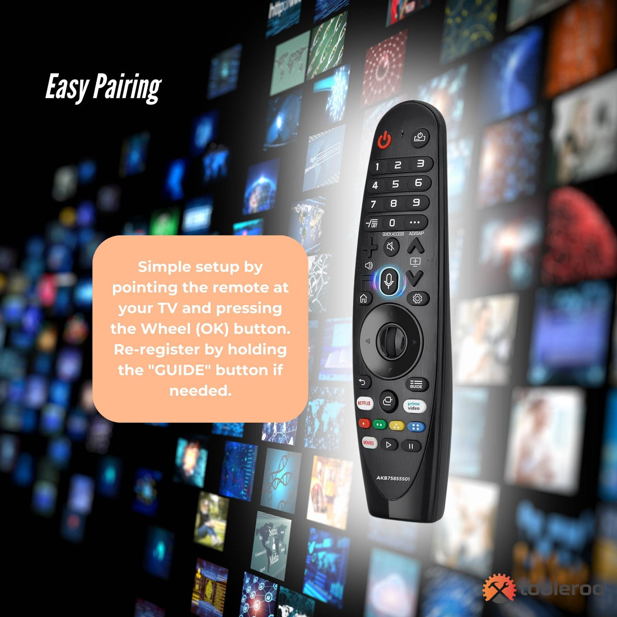 Tooleroo Smart TV Remote Control Replacement for LG Voice Magic 20GA 19BA 18BA V238-SUPDZ-40903245070416