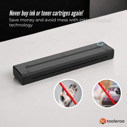 Tooleroo Portable A4 Thermal Printer Black + Paper Kit - Wireless and Inkless V238-SUPDZ-40903251296336