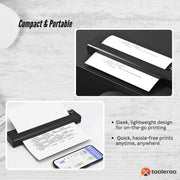 Tooleroo Portable A4 Thermal Printer Black + Paper Kit - Wireless and Inkless V238-SUPDZ-40903251296336