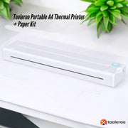 Tooleroo Portable A4 Thermal Printer White + Paper Kit - Wireless and Inkless V238-SUPDZ-40903265648720