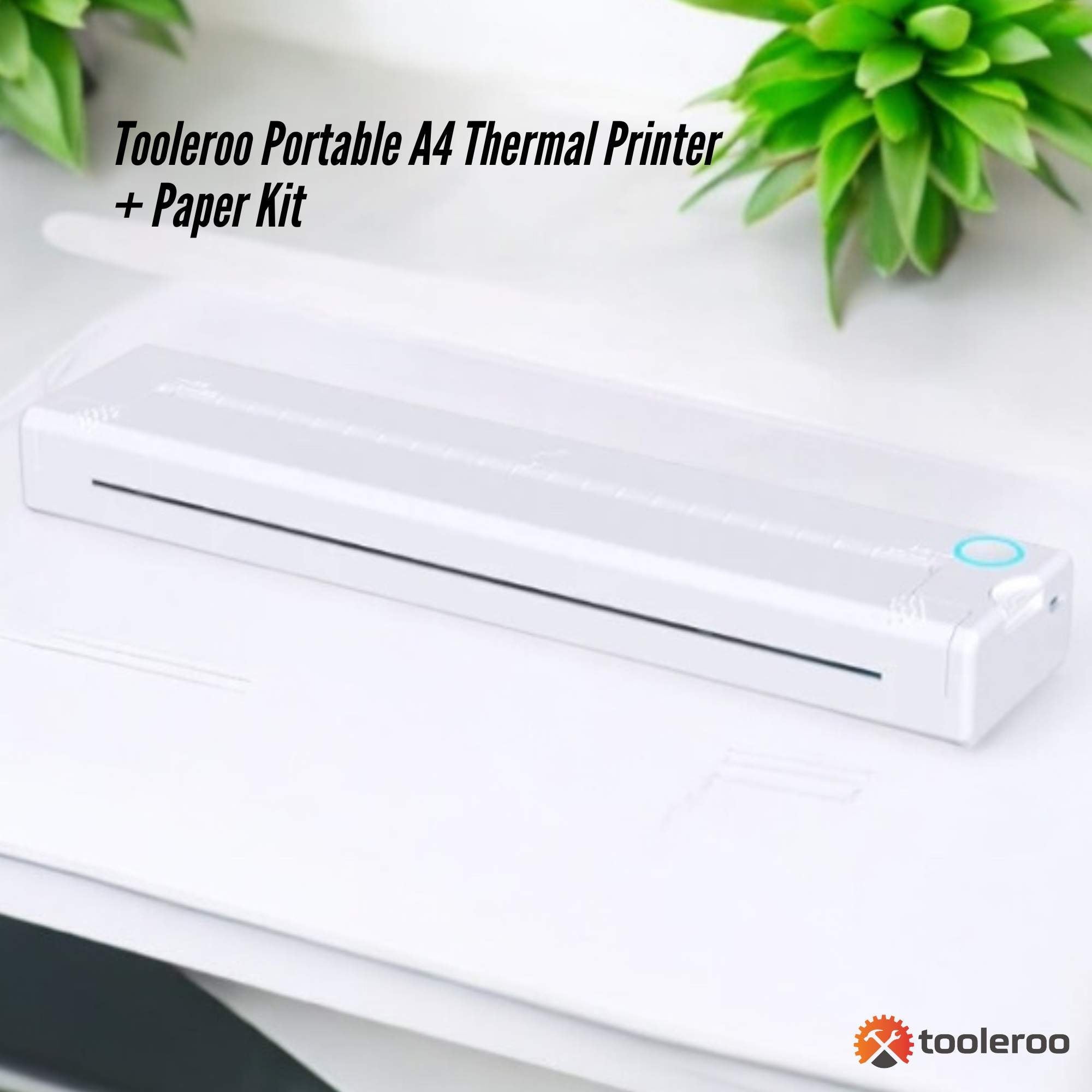 Tooleroo Portable A4 Thermal Printer White + Paper Kit - Wireless and Inkless V238-SUPDZ-40903265648720