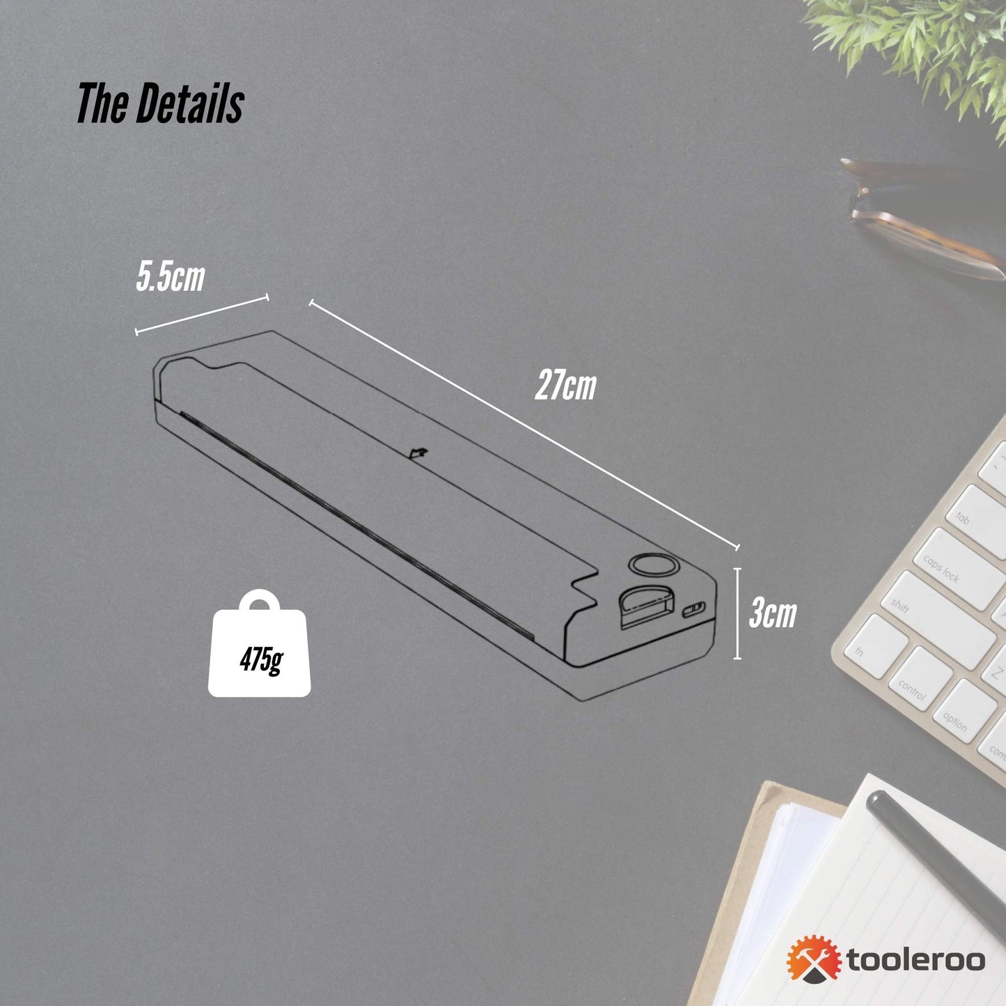 Tooleroo Portable A4 Thermal Printer White + Paper Kit - Wireless and Inkless V238-SUPDZ-40903265648720