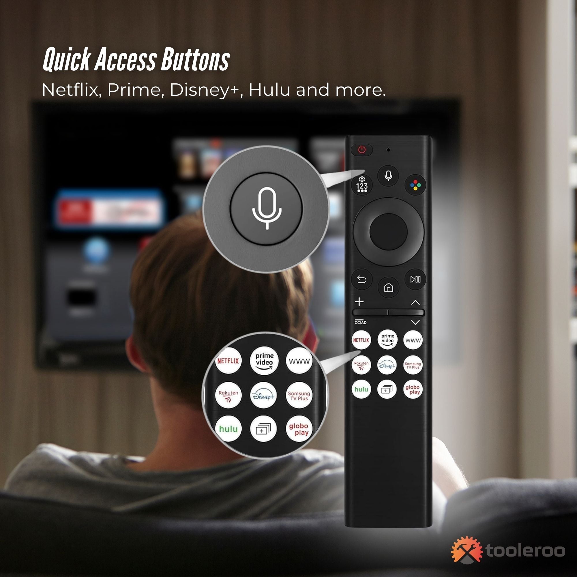 Tooleroo Smart TV Remote Control Replacement For Samsung Voice URC01910F V238-SUPDZ-40903266500688