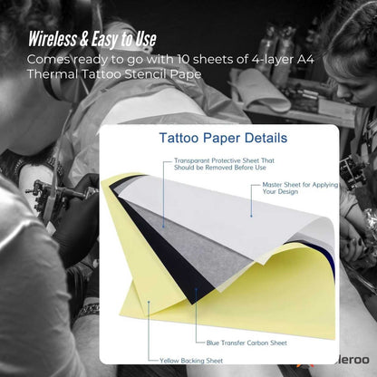 Tooleroo Portable A4 Thermal Printer Black + Tattoo Stencil Paper - Wireless V238-SUPDZ-40904561393744