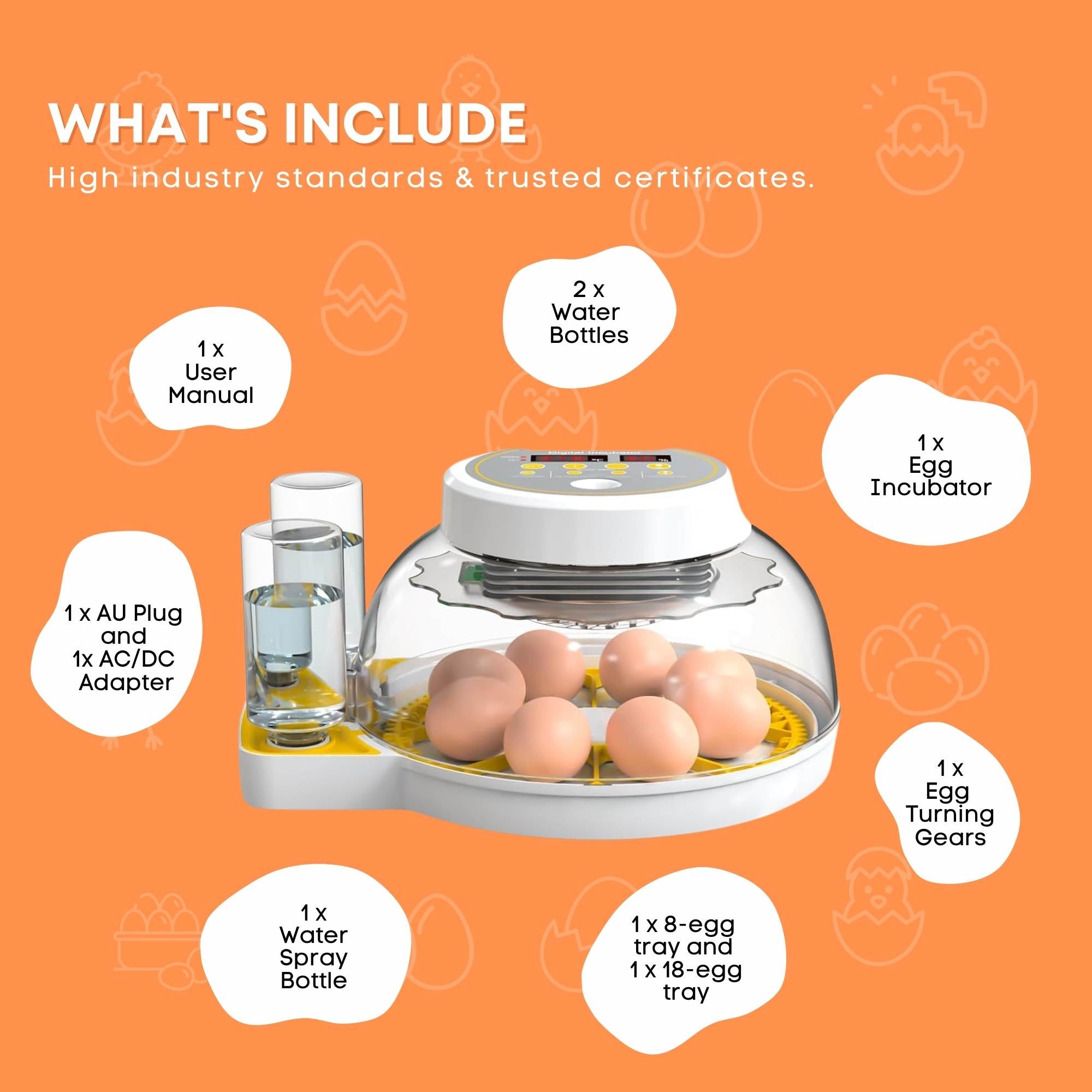 Automatic 8 / 18 Egg Incubator - Electrical Turning Chicken Quail Duck Hatching V238-SUPDZ-40950300442704