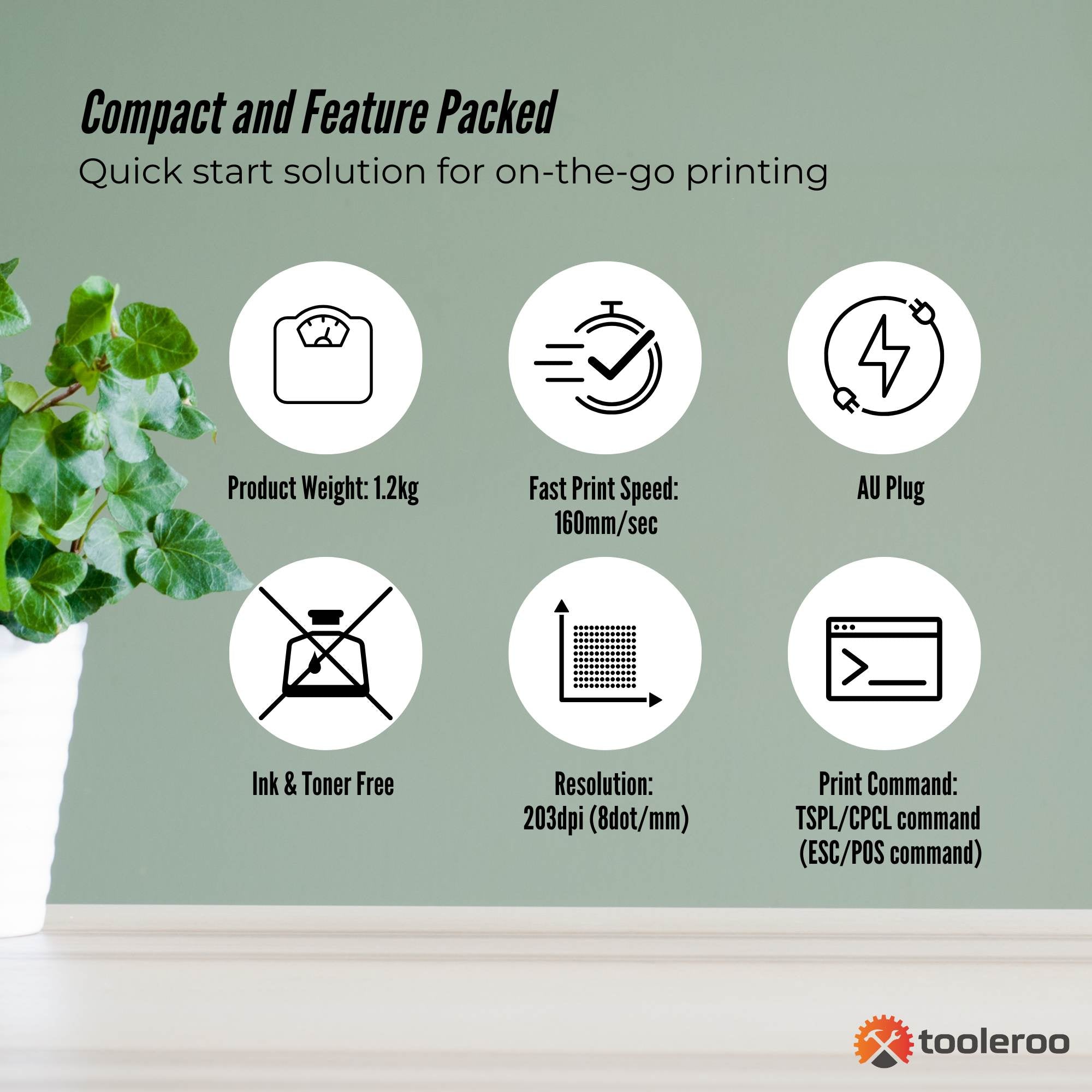Tooleroo Bluetooth Thermal Label Printer - USB POS Receipt Shipping Printing V238-SUPDZ-40959867191376
