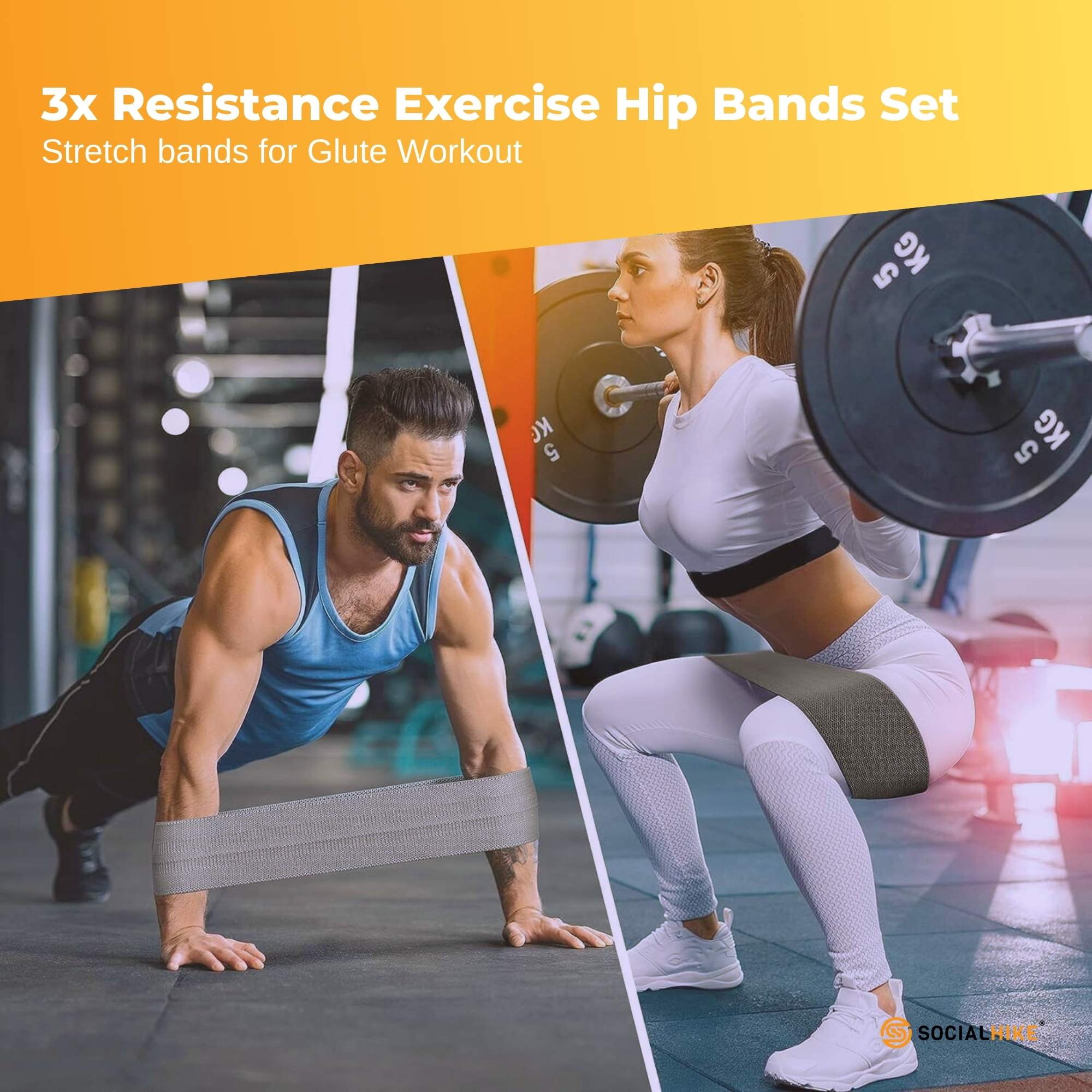 3x Resistance Exercise Hip Bands Set - Stretch Glute Booty Workout Power Loops V238-SUPDZ-40976301555792