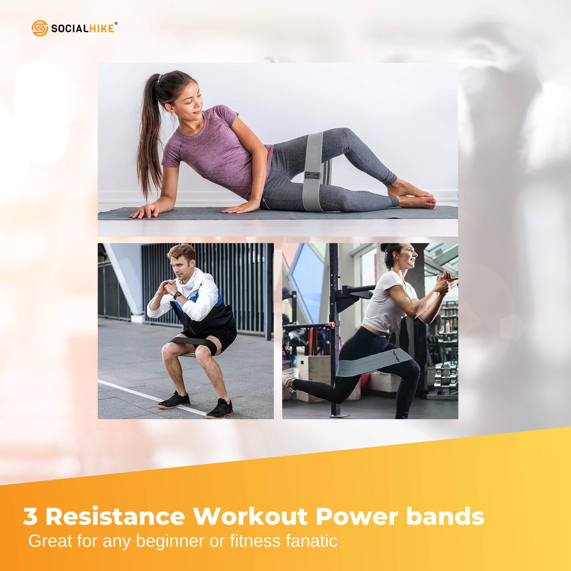 3x Resistance Exercise Hip Bands Set - Stretch Glute Booty Workout Power Loops V238-SUPDZ-40976301555792