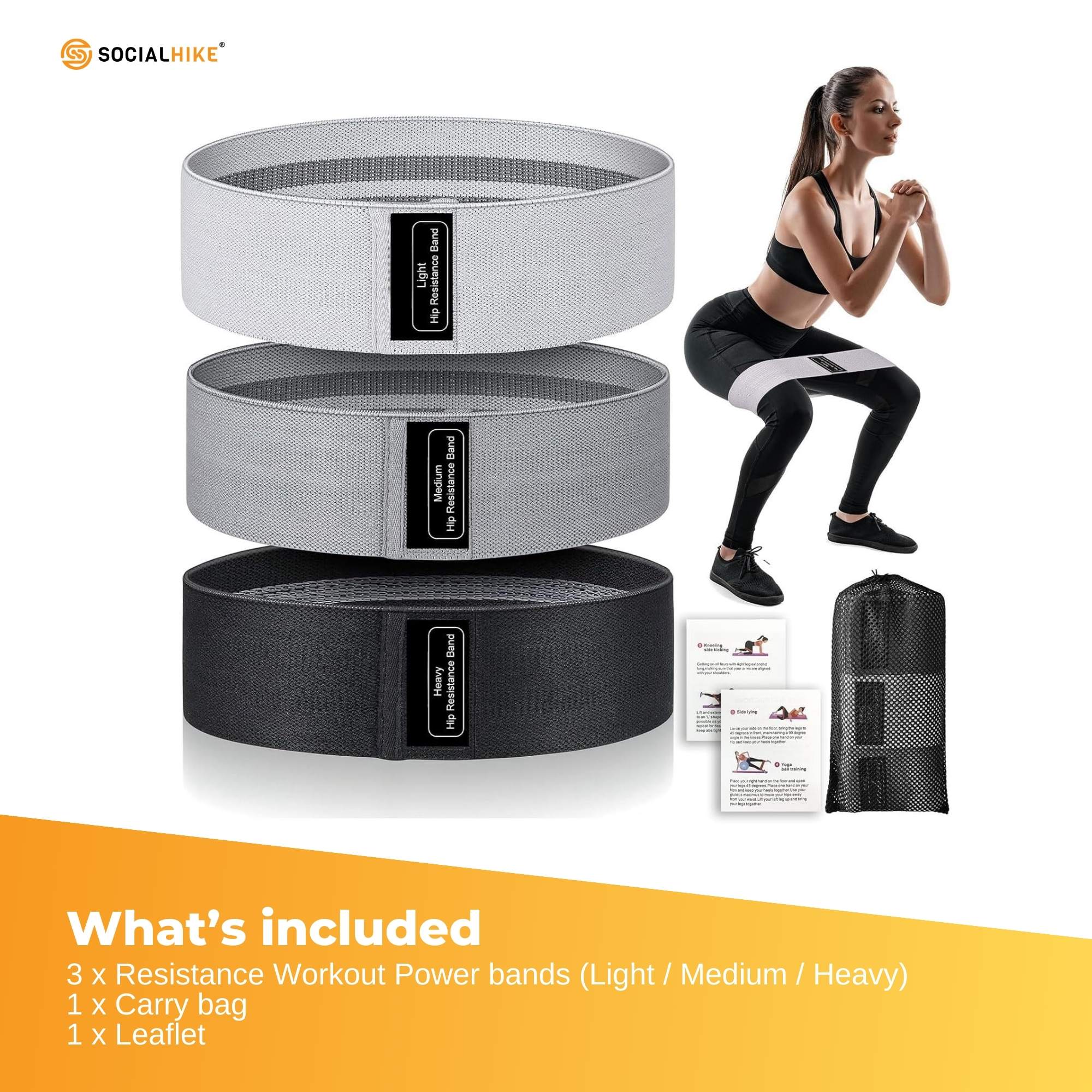 3x Resistance Exercise Hip Bands Set - Stretch Glute Booty Workout Power Loops V238-SUPDZ-40976301555792