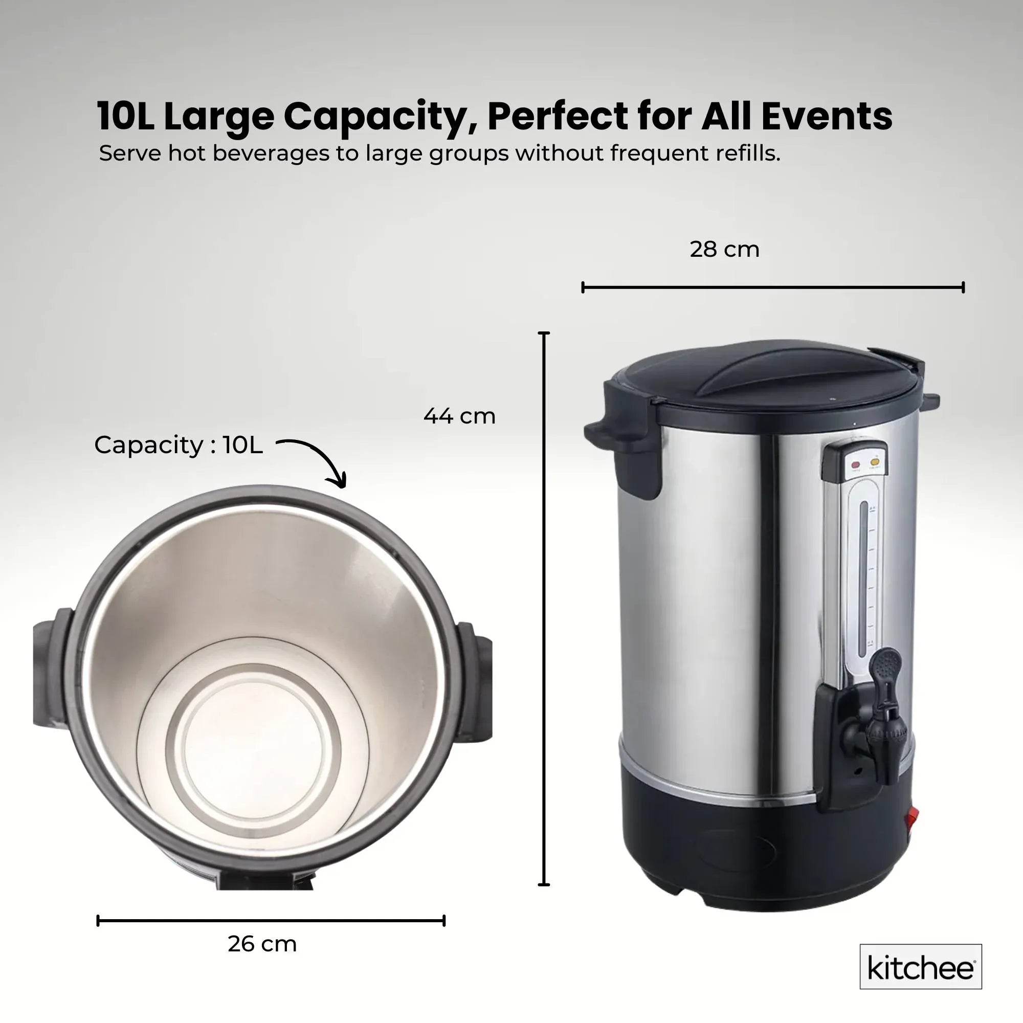 Kitchee 10L Electric Water Boiler - Stainless Steel Commercial Hot Liquid Urn V238-SUPDZ-40982219948112