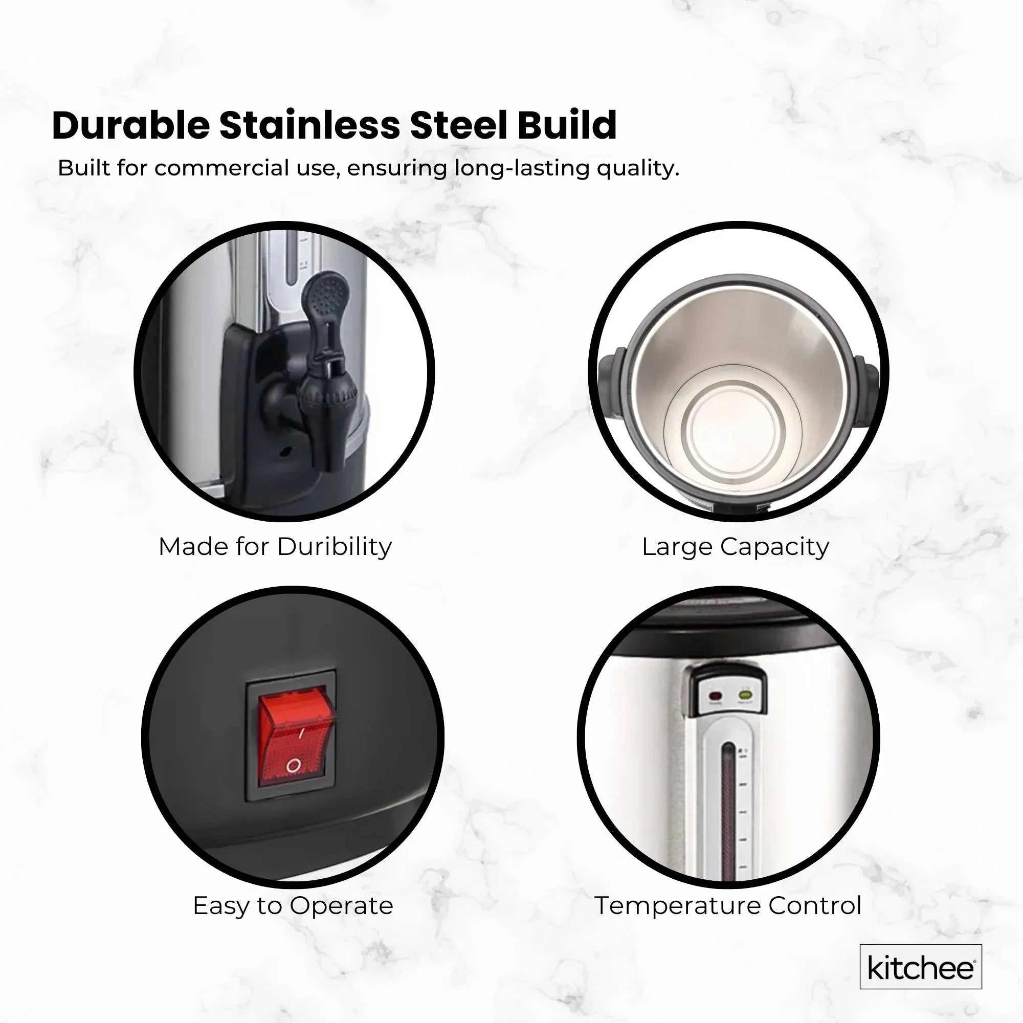 Kitchee 15L Electric Water Boiler - Stainless Steel Commercial Hot Liquid Urn V238-SUPDZ-40983787634768