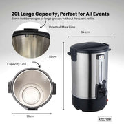 Kitchee 20L Electric Water Boiler - Stainless Steel Commercial Hot Liquid Urn V238-SUPDZ-40983791534160