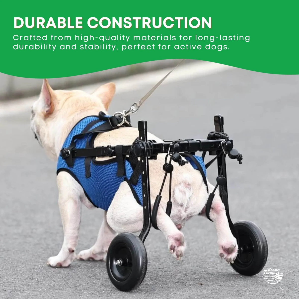 Rooster Farms Little Dog Wheelchair XS Harness - Adjustable Back Leg Aid V238-SUPDZ-40983792156752