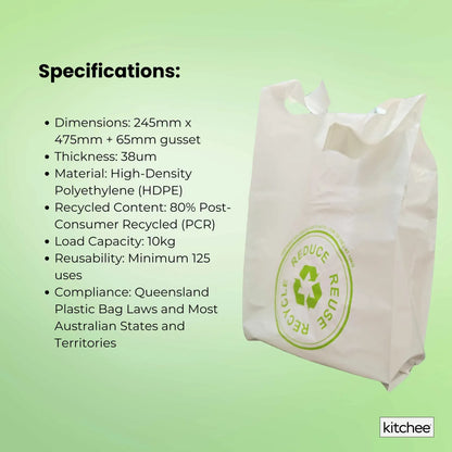 100x Medium Reusable Plastic Singlet Shopping Bags - 80% Recycled 38UM Compliant V238-SUPDZ-40992989347920