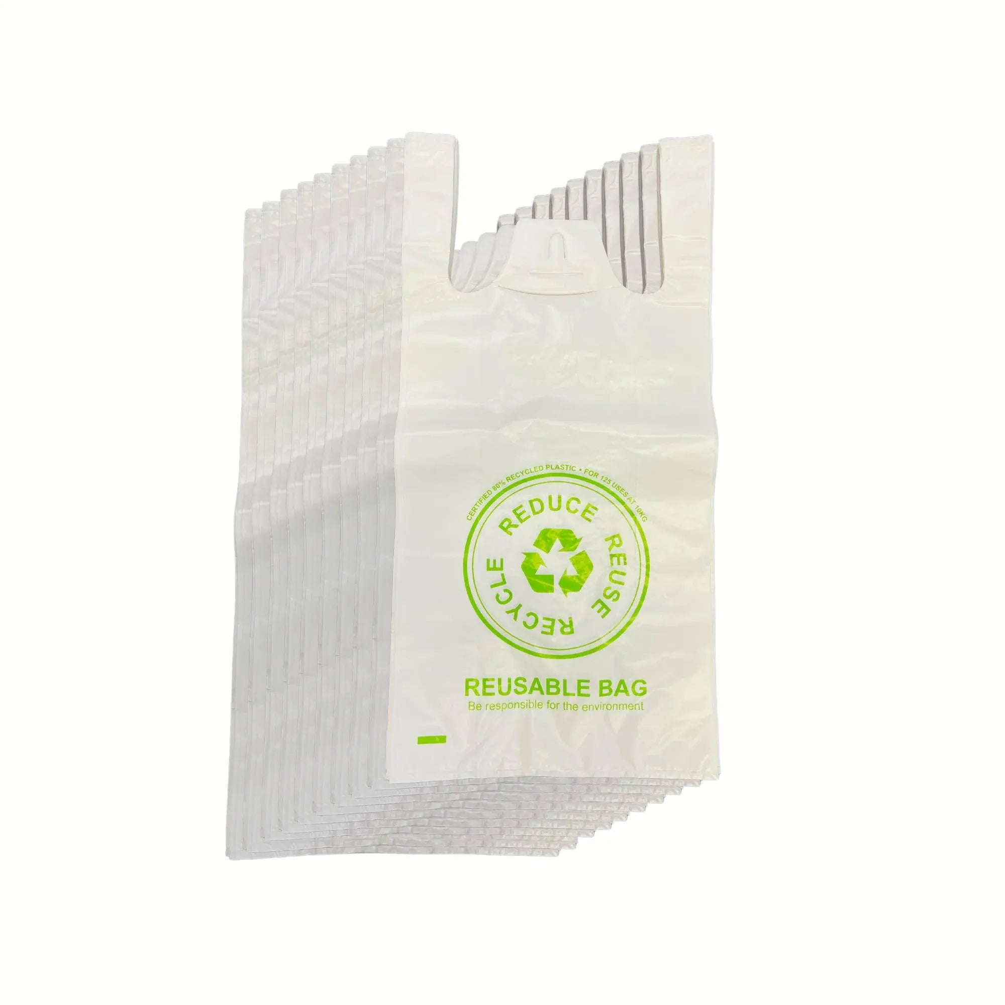 1000x Medium Reusable Plastic Singlet Shopping Bags 80% Recycled 38UM Compliant V238-SUPDZ-40993006780496