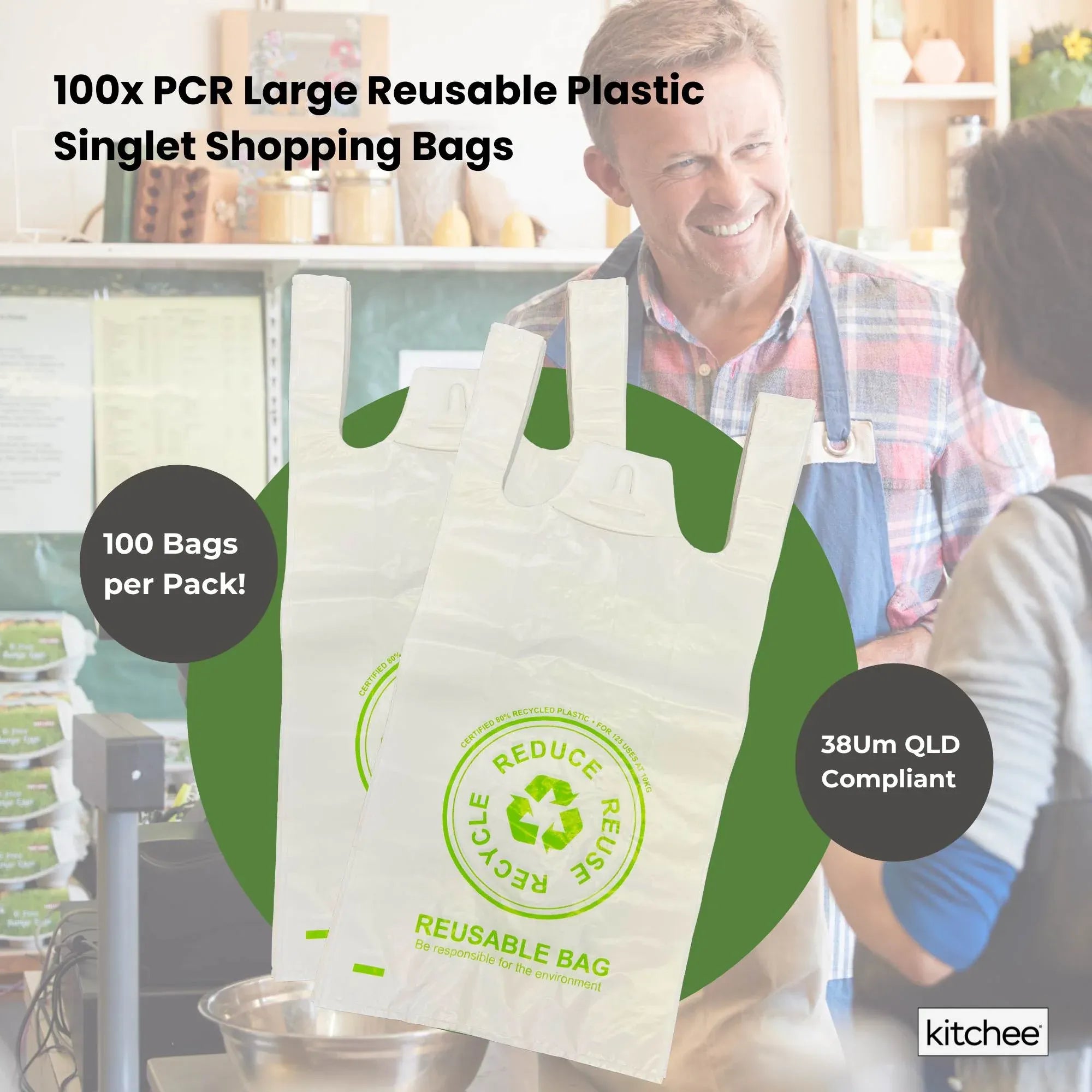 1000x Medium Reusable Plastic Singlet Shopping Bags 80% Recycled 38UM Compliant V238-SUPDZ-40993006780496