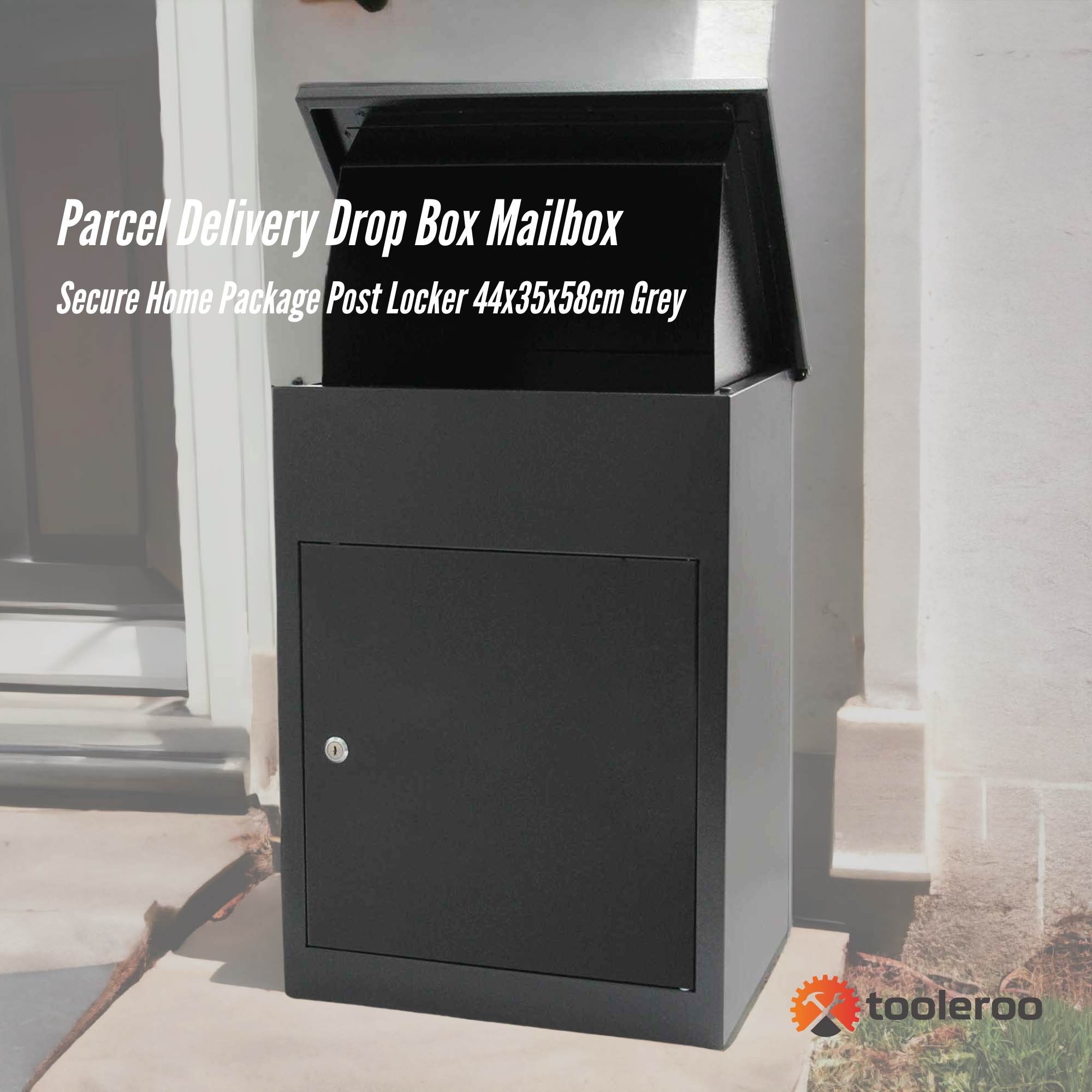 Parcel Delivery Drop Box Mailbox - Secure Home Package Locker 44x35x58cm Grey V238-SUPDZ-40998759825488