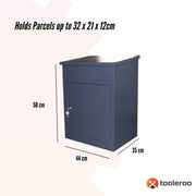 Parcel Delivery Drop Box Mailbox - Secure Home Package Locker 44x35x58cm Grey V238-SUPDZ-40998759825488