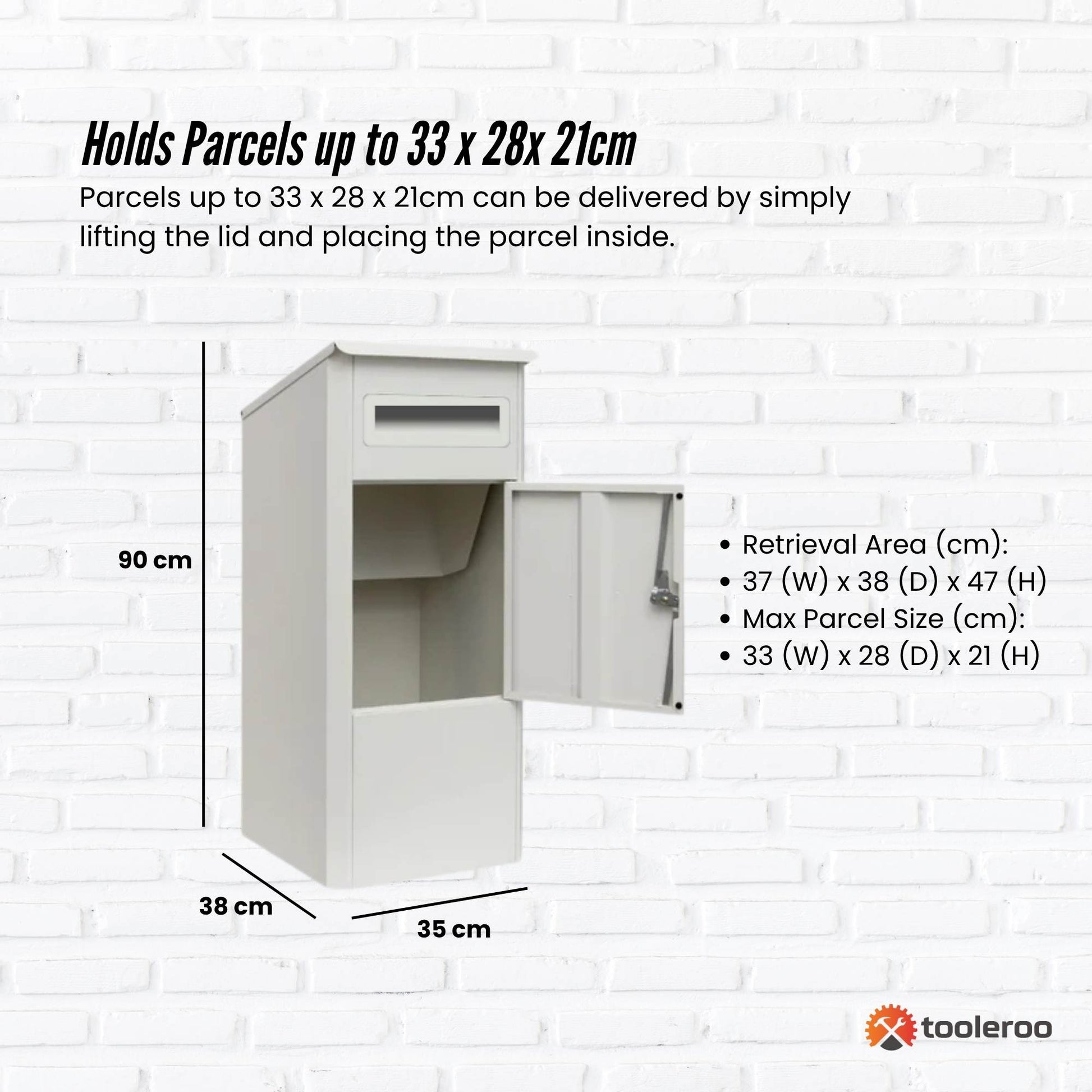 Parcel Delivery Drop Box Mailbox - Secure Home Package Locker 38x38x90cm White V238-SUPDZ-40998763987024